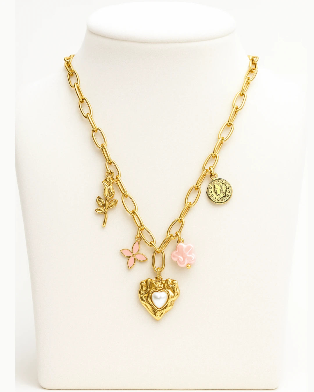 Heart & Blossom Charm Necklace