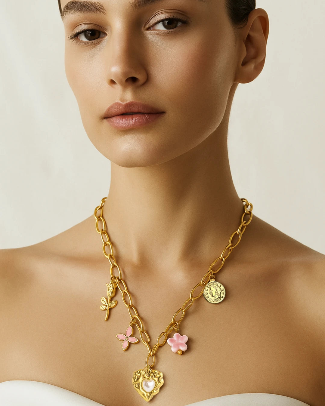 Heart & Blossom Charm Necklace