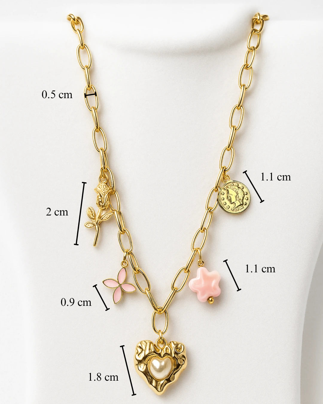 Heart & Blossom Charm Necklace